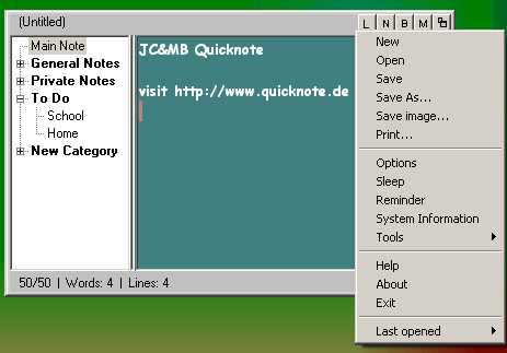 Screenshot von JC&MB Quicknote Notizfenster