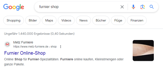 Metz Furniere als Top Suchergebnis bei Google